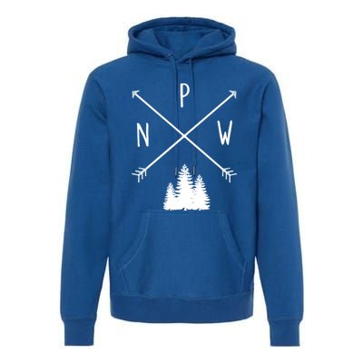 Pine Trees Pacific Northwest Pnw With Arrows Outdoor Gift Cute Gift Premium Hoodie