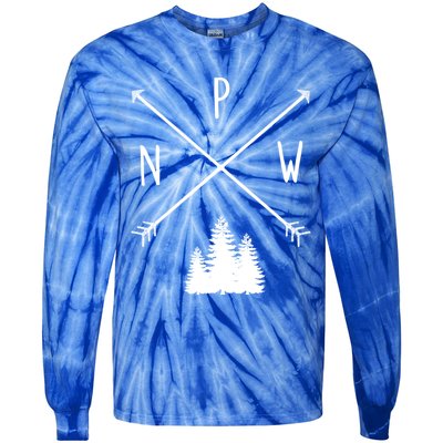 Pine Trees Pacific Northwest Pnw With Arrows Outdoor Gift Cute Gift Tie-Dye Long Sleeve Shirt