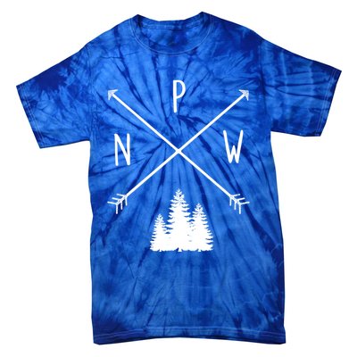 Pine Trees Pacific Northwest Pnw With Arrows Outdoor Gift Cute Gift Tie-Dye T-Shirt