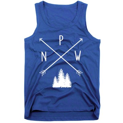 Pine Trees Pacific Northwest Pnw With Arrows Outdoor Gift Cute Gift Tank Top