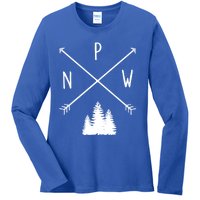 Pine Trees Pacific Northwest Pnw With Arrows Outdoor Gift Cute Gift Ladies Long Sleeve Shirt