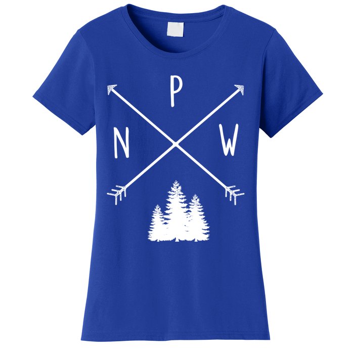 Pine Trees Pacific Northwest Pnw With Arrows Outdoor Gift Cute Gift Women's T-Shirt