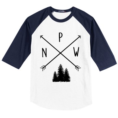 Pine Trees Pacific Northwest Pnw With Arrows Outdoor Gift Cute Gift Baseball Sleeve Shirt