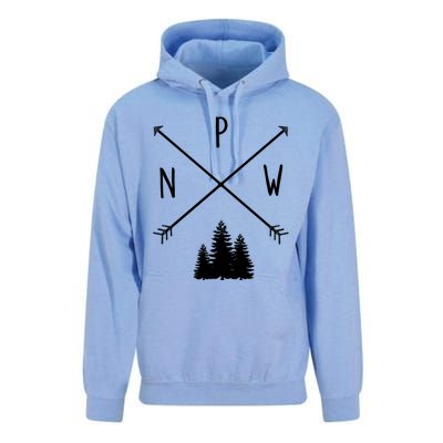 Pine Trees Pacific Northwest Pnw With Arrows Outdoor Gift Cute Gift Unisex Surf Hoodie