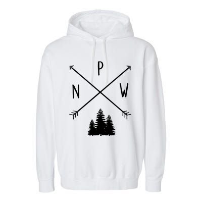 Pine Trees Pacific Northwest Pnw With Arrows Outdoor Gift Cute Gift Garment-Dyed Fleece Hoodie