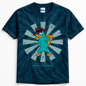 Perry The Platypus Retro Japanese Kids Tie-Dye T-Shirt