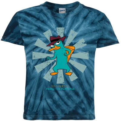 Perry The Platypus Retro Japanese Kids Tie-Dye T-Shirt