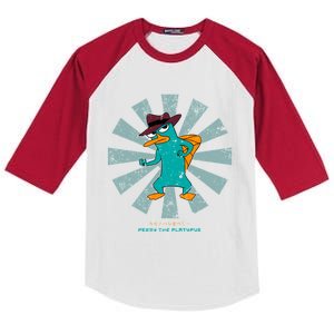 Perry The Platypus Retro Japanese Kids Colorblock Raglan Jersey