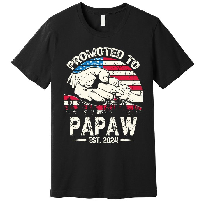 Promoted To Papaw 2024 Soon To Be Dad 2024 New Dad Premium T-Shirt