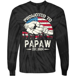 Promoted To Papaw 2024 Soon To Be Dad 2024 New Dad Tie-Dye Long Sleeve Shirt