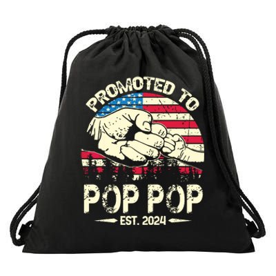 Promoted To Pop Pop 2024 Soon To Be Pop Pop 2024 New Dad Drawstring Bag