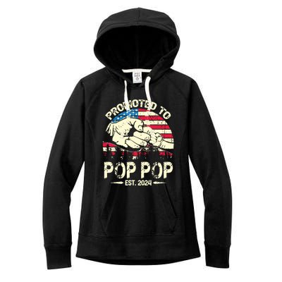 Promoted To Pop Pop 2024 Soon To Be Pop Pop 2024 New Dad Women's Fleece Hoodie