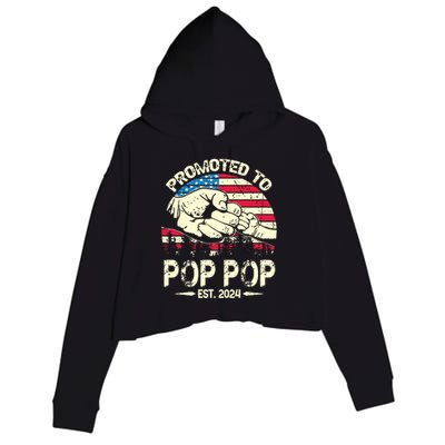 Promoted To Pop Pop 2024 Soon To Be Pop Pop 2024 New Dad Crop Fleece Hoodie