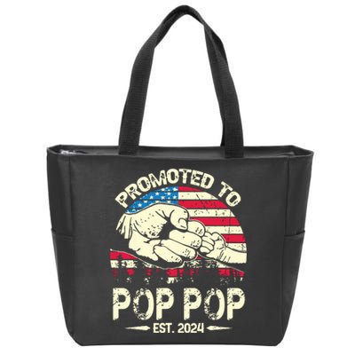 Promoted To Pop Pop 2024 Soon To Be Pop Pop 2024 New Dad Zip Tote Bag