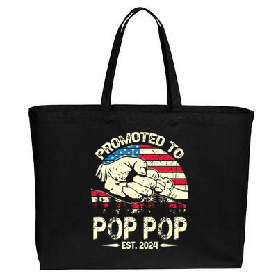 Promoted To Pop Pop 2024 Soon To Be Pop Pop 2024 New Dad Cotton Canvas Jumbo Tote