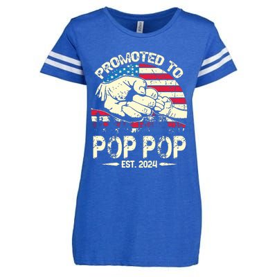 Promoted To Pop Pop 2024 Soon To Be Pop Pop 2024 New Dad Enza Ladies Jersey Football T-Shirt