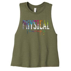 Physical Therapist PT Exercise Colorful Physical Therapy Women's Racerback Cropped Tank