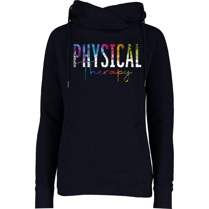 Physical Therapist PT Exercise Colorful Physical Therapy Womens Funnel Neck Pullover Hood