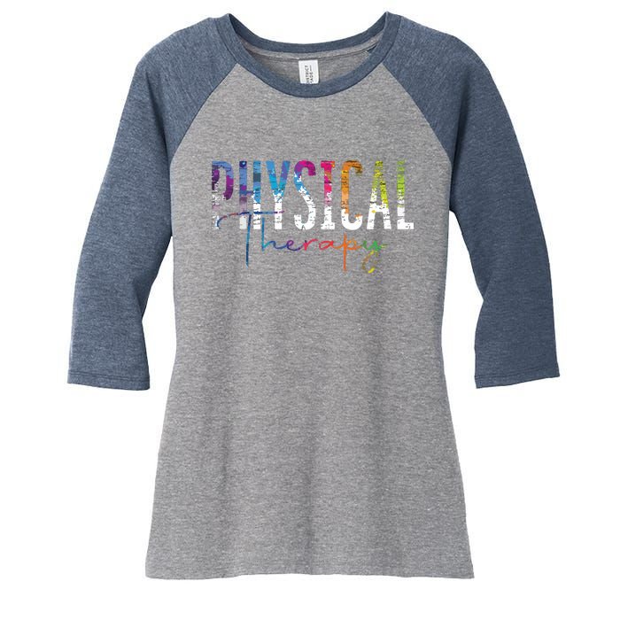 Physical Therapist PT Exercise Colorful Physical Therapy Women's Tri-Blend 3/4-Sleeve Raglan Shirt