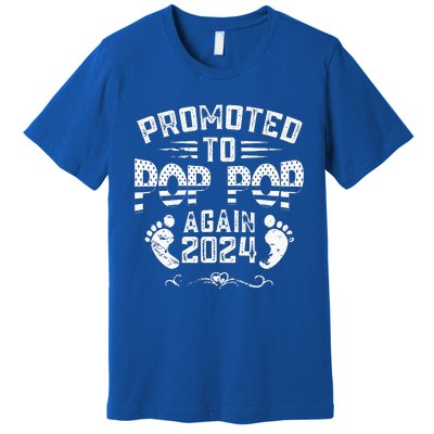 Promoted To Pop Pop Again 2024 Funny Pregnancy Announcement Premium T-Shirt