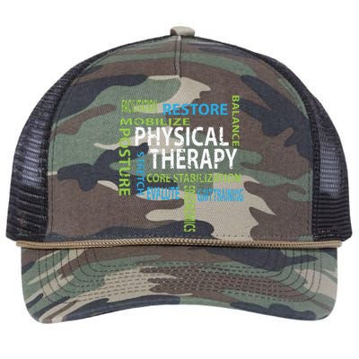 Physical Therapist PT Gift Motivational Physical Therapy Retro Rope Trucker Hat Cap