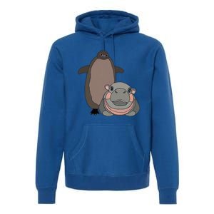 Pesto The Penguin And Moo Deng The Baby Hippo Premium Hoodie