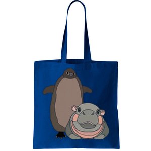 Pesto The Penguin And Moo Deng The Baby Hippo Tote Bag