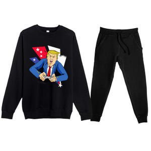 President Trump Playing Video Games 4th July Independence Premium Crewneck Sweatsuit Set