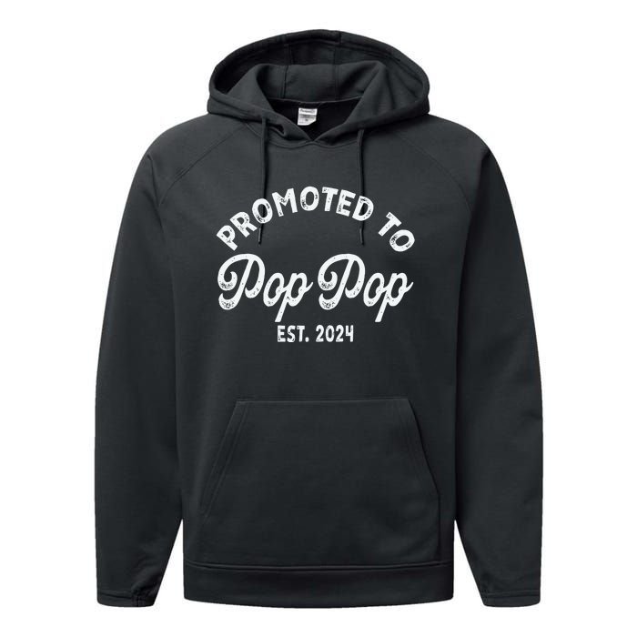 Promoted To Pop Pops New Grandpa Pop Established 2023 Gender Reveal Performance Fleece Hoodie