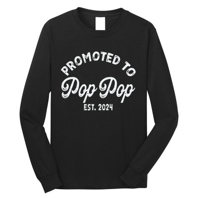 Promoted To Pop Pops New Grandpa Pop Established 2023 Gender Reveal Long Sleeve Shirt