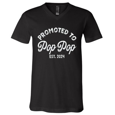 Promoted To Pop Pops New Grandpa Pop Established 2023 Gender Reveal V-Neck T-Shirt