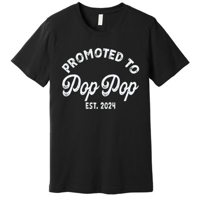 Promoted To Pop Pops New Grandpa Pop Established 2023 Gender Reveal Premium T-Shirt