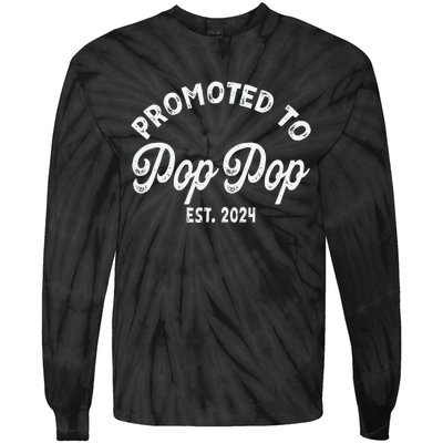 Promoted To Pop Pops New Grandpa Pop Established 2023 Gender Reveal Tie-Dye Long Sleeve Shirt