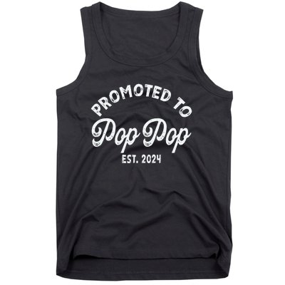 Promoted To Pop Pops New Grandpa Pop Established 2023 Gender Reveal Tank Top