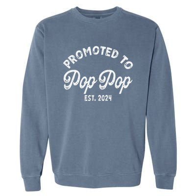 Promoted To Pop Pops New Grandpa Pop Established 2023 Gender Reveal Garment-Dyed Sweatshirt