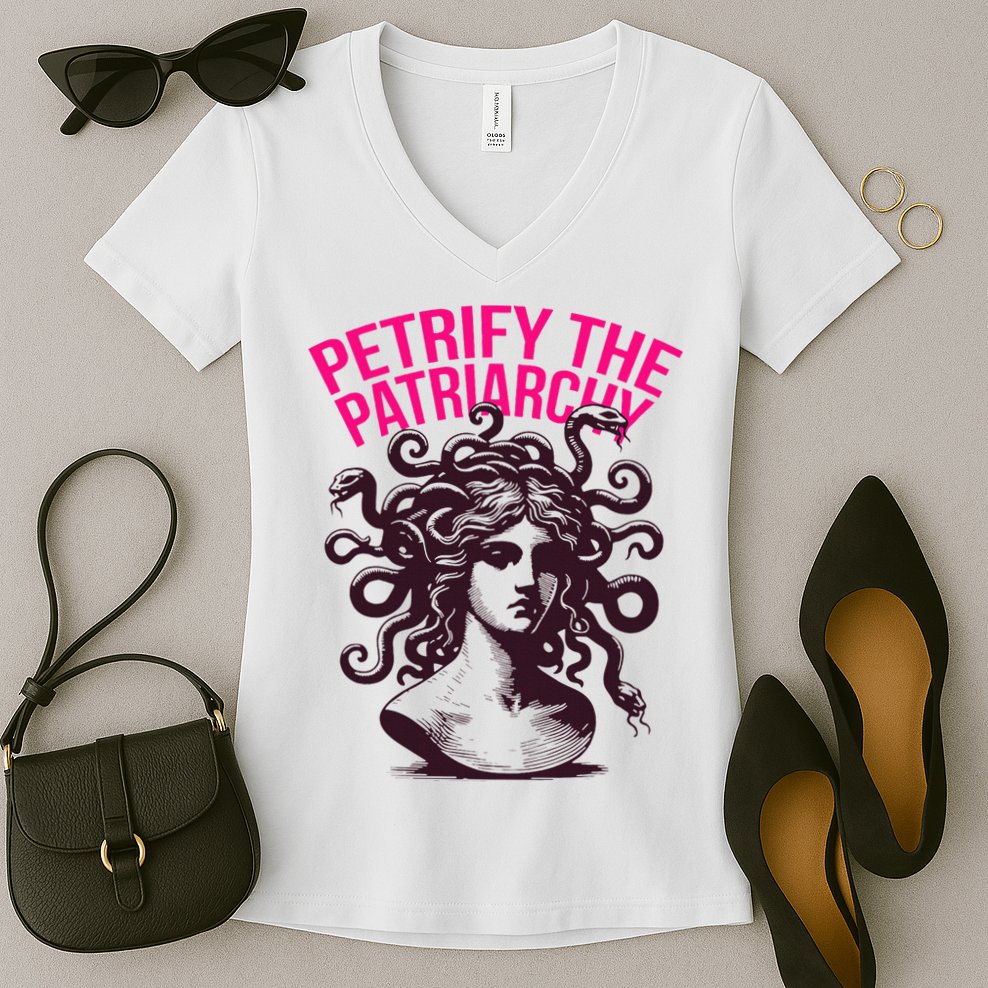 Petrify The Patriarchy Medusa Greek Mythology. Women's V-Neck T-Shirt
