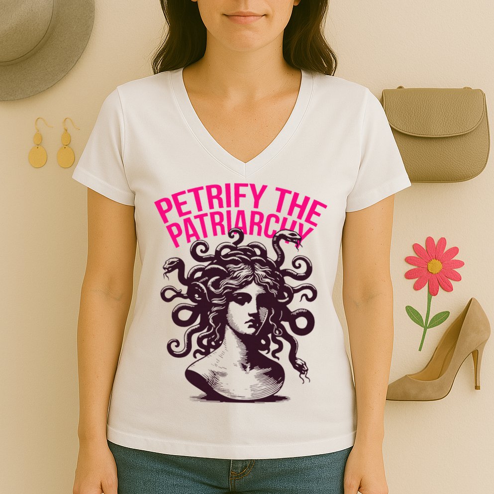 Petrify The Patriarchy Medusa Greek Mythology. Women's V-Neck T-Shirt