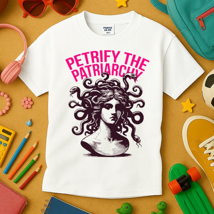 Petrify The Patriarchy Medusa Greek Mythology. Kids T-Shirt