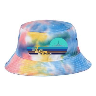 Papa The Pilot Legend Grandpa Pilot Aviation Retired Pil Great Gift Tie Dye Newport Bucket Hat