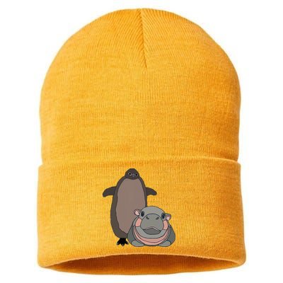 Pesto The Penguin And Moo Deng The Baby Hippo Sustainable Knit Beanie