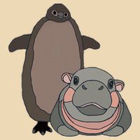 Pesto The Penguin And Moo Deng The Baby Hippo Drawstring Bag