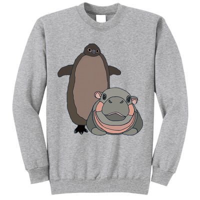 Pesto The Penguin And Moo Deng The Baby Hippo Tall Sweatshirt