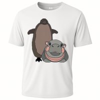 Pesto The Penguin And Moo Deng The Baby Hippo Cooling Performance Crew T-Shirt