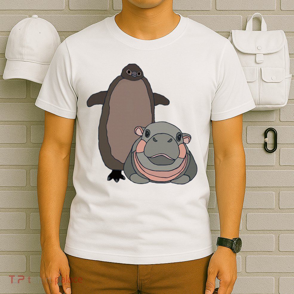 Pesto The Penguin And Moo Deng The Baby Hippo T-Shirt
