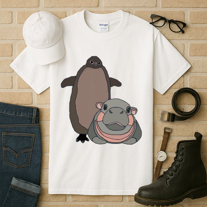 Pesto The Penguin And Moo Deng The Baby Hippo Tall T-Shirt
