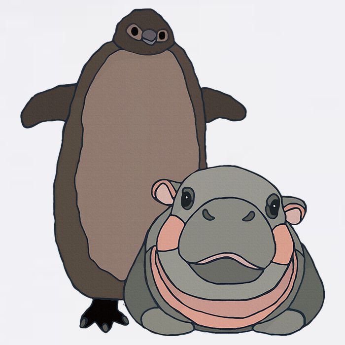 Pesto The Penguin And Moo Deng The Baby Hippo Tall T-Shirt