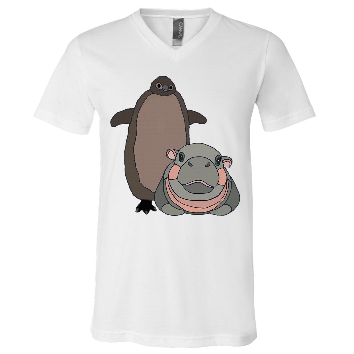 Pesto The Penguin And Moo Deng The Baby Hippo V-Neck T-Shirt