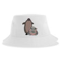 Pesto The Penguin And Moo Deng The Baby Hippo Sustainable Bucket Hat