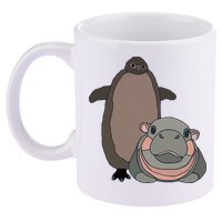Pesto The Penguin And Moo Deng The Baby Hippo 11oz C Handle Ceramic Mug