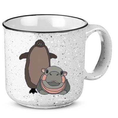Pesto The Penguin And Moo Deng The Baby Hippo 15oz Campfire Ceramic Mug